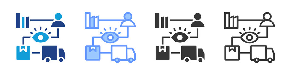 Supply Chain Visibility icon set multiple style collection