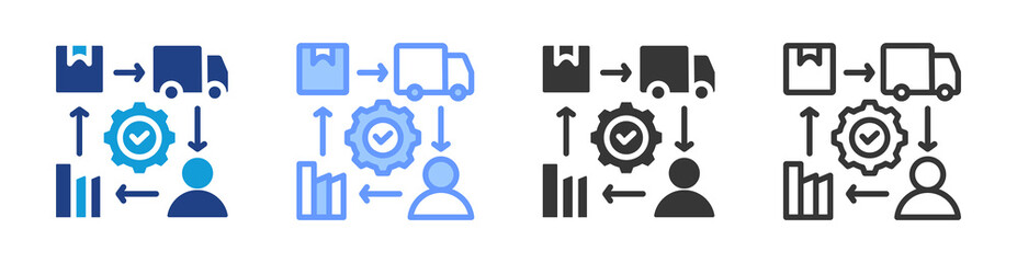 Supply Chain Coordination icon set multiple style collection