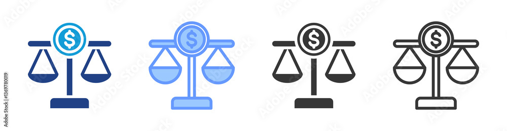 Poster financial stability icon set multiple style collection