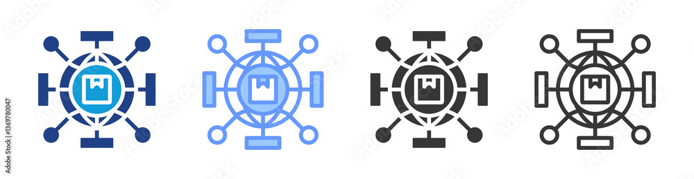 Poster Distribution Channels icon set multiple style collection