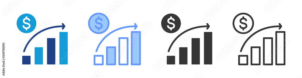 Poster market trend icon set multiple style collection