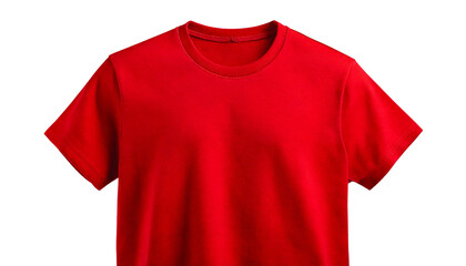 Red shirt sleeve t-shirt mockup on transparent background.