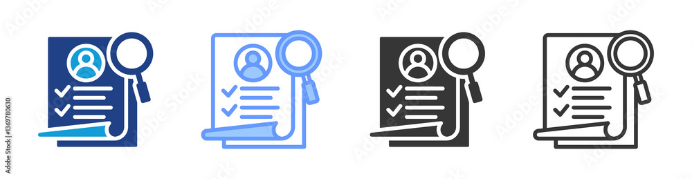 Poster resume review icon set multiple style collection