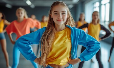Positive teenage girls and boys training hip hop in dance studio, dance classes for teens