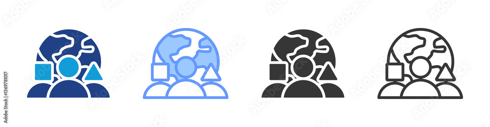 Poster Diversity  icon set multiple style collection