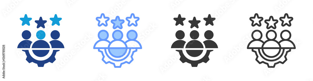 Poster employment branding icon set multiple style collection
