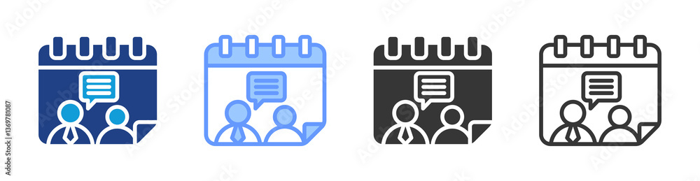 Poster Interview Scheduling icon set multiple style collection