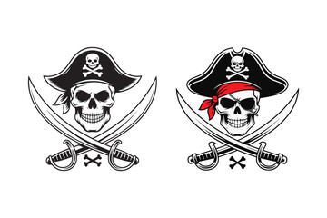 pirate skull Black and White Vector