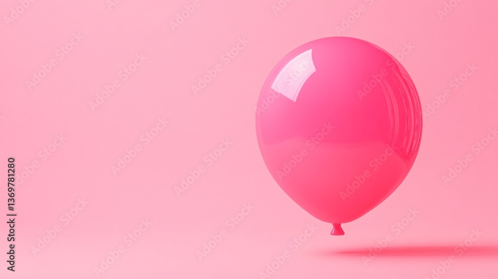 Aufkleber pink balloon floating on pink background representing simplicity and minimalism
