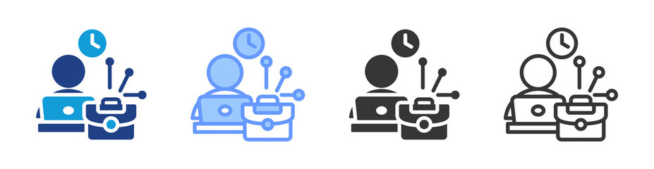 Flexible Hiring Model icon set multiple style collection