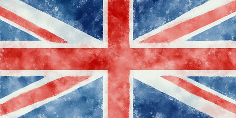 Fototapeta premium Grunge Flag of the United Kingdom with a Watercolor Texture, Patriotic Symbol of Great Britain