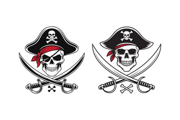 pirate skull Black and White Vector