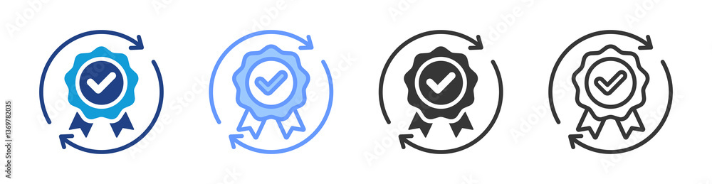 Aufkleber quality circle icon set multiple style collection
