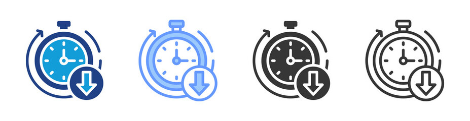 Cycle Time Reduction icon set multiple style collection