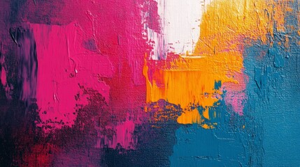 Fototapeta premium Abstract Impasto Painting in Vibrant Hues of Pink, Orange, and Blue