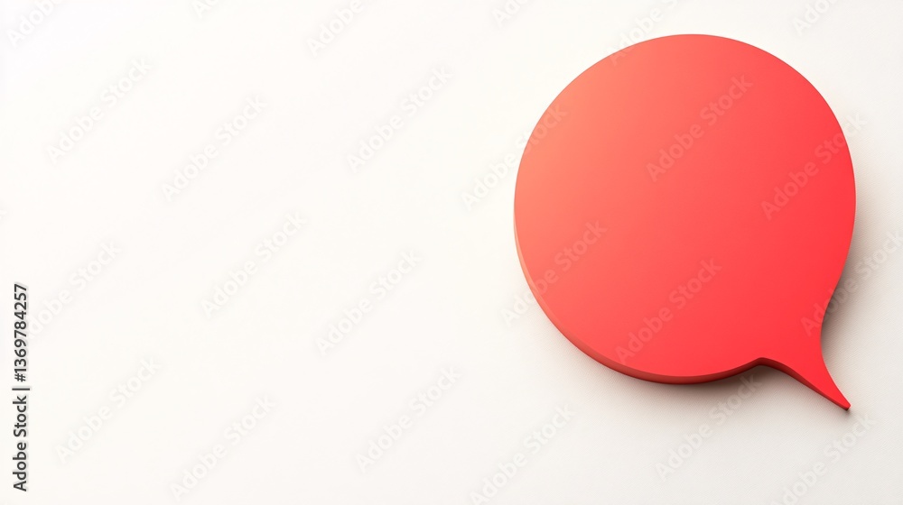 Poster red speech bubble communicating a message on white background