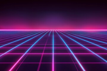 Retro Futuristic Neon Grid Background