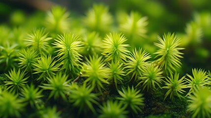 Vibrant Green Moss Close-Up Nature's Delicate Texture