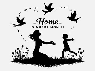 Mother's Day Silhouette Vector Illustration with the text 