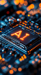 Fototapeta premium AI Chip on Circuit Board