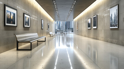 Obraz premium Poster Mockup Displayed in Art Gallery Setting