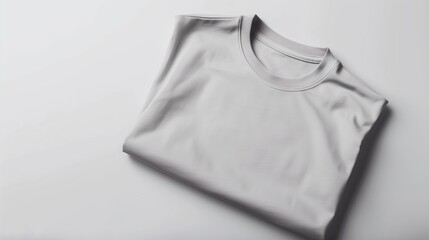 A modern T-shirt mockup with a blank front design, neatly folded on a white background.