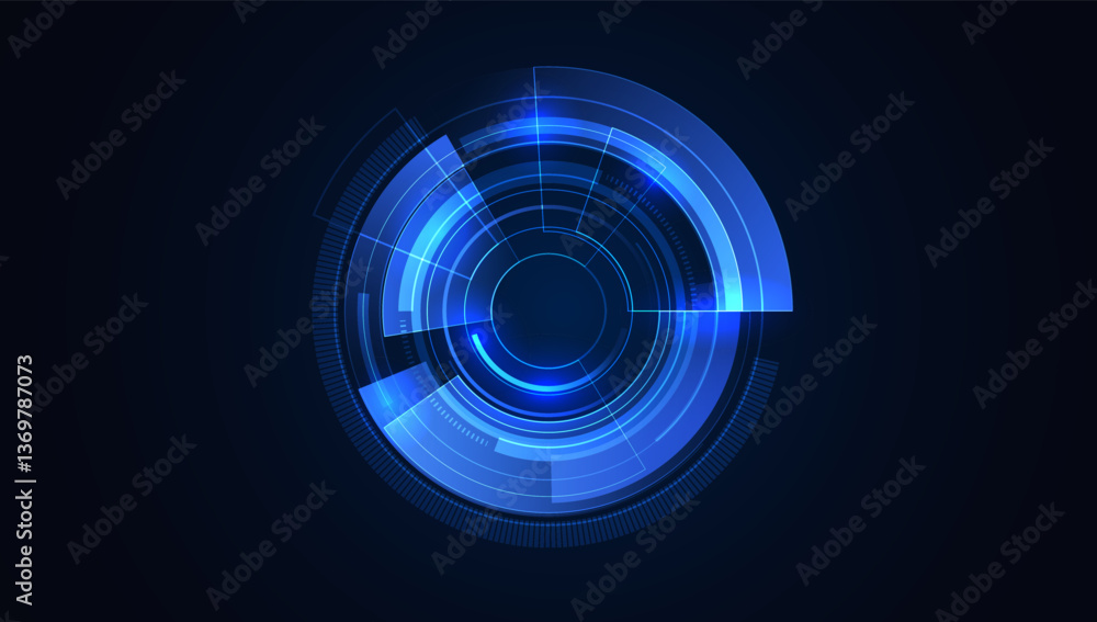 Poster ui hud screen tech system innovation concept background template. vector illustration