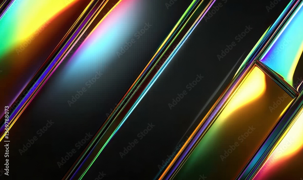 Poster diagonal iridescent metallic bars abstract background design for digital art
