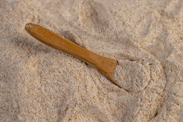 fresh wheat flour close-up, flour for making bread with bran