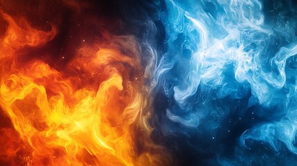 Abstract fire and ice swirling