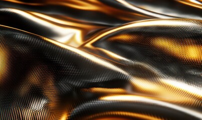 Naklejka premium Flowing gold and black textured fabric with subtle light reflections