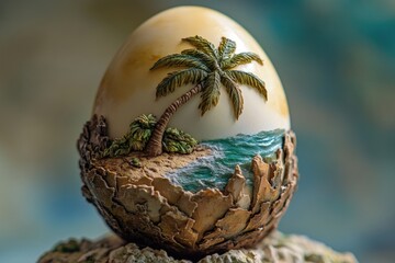 Decorative Egg with Beach Scene