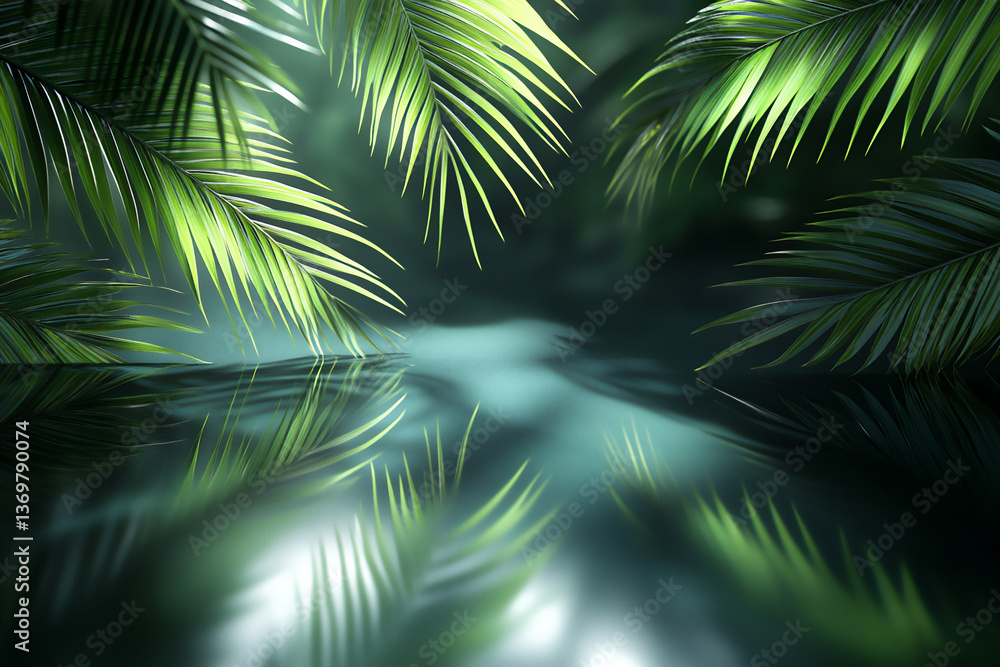 Poster a product advertisement featuring a sleek and modern design with a subtle nod to nature through a pa