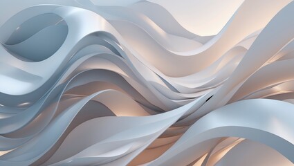 Obraz premium Abstract flowing white paper ribbons, soft gradients, wave patterns