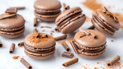 Luxurious chocolate macarons filled with silky dark chocolate ganache, perfect for indulgence