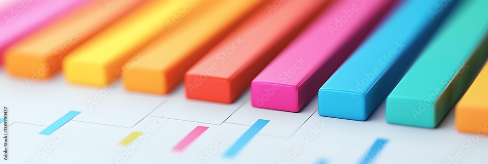 Poster a vibrant close-up of colorful bars representing data, showcasing a creative and modern design for v