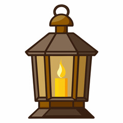 rustic lantern with a glowing candle inside