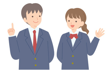 制服姿の男女学生D
