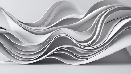 Obraz premium Abstract, flowing white paper waves create a dynamic, sculptural design