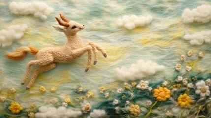 Fototapeta premium Art Handcrafted Felt Scene Detail Fibers Art Atmosphere.