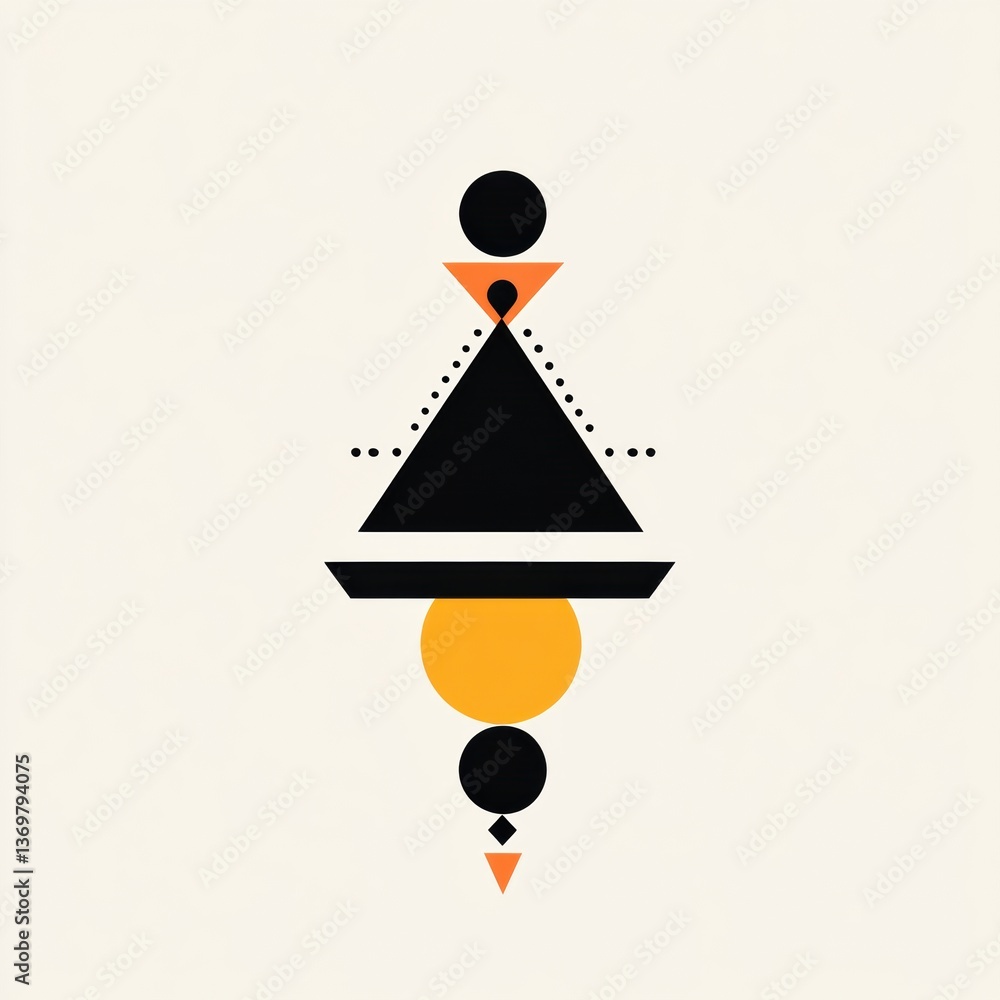 Leinwandbilder Stylish geometric logo featuring dynamic triangles and circles in a modern color palette for design and branding projects
