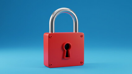 The image of a red lock on a blue background signifies the importance of security, privacy, and data protection in the modern digital era