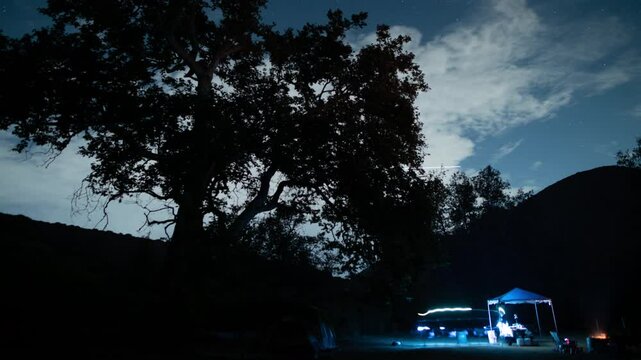 Malibu Stars Clouds Over Sycamore Trees Camp Santa Monica Mts NRA California USA Time Lapse
