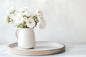 Fototapeta premium Delicate White Flowers in Vase - Simple Elegance