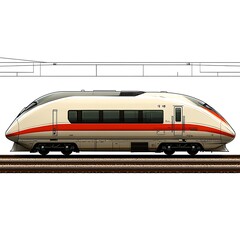 Fototapeta premium High-Speed Bullet Train Side View Clipart for Transportation and Travel Themes