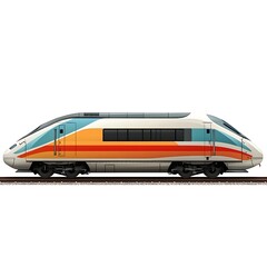 Naklejka premium High-Speed Bullet Train Viewed From Side in Simple Clipart Style with Vibrant Color Design