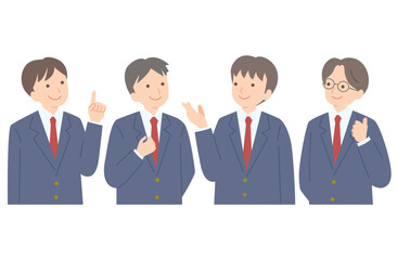 制服姿の男子学生4人
