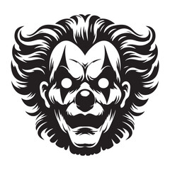 Obraz premium Vector Illustration of a Frightening Clown Face Silhouette Design