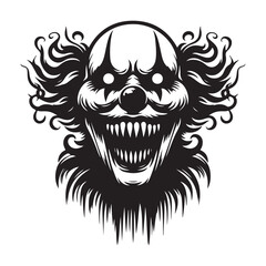 Terrifying Evil Clown Vector Art Illustration for Scary Themes