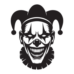 Jester Evil Clown with Hat Vector Illustration for Graphic Design